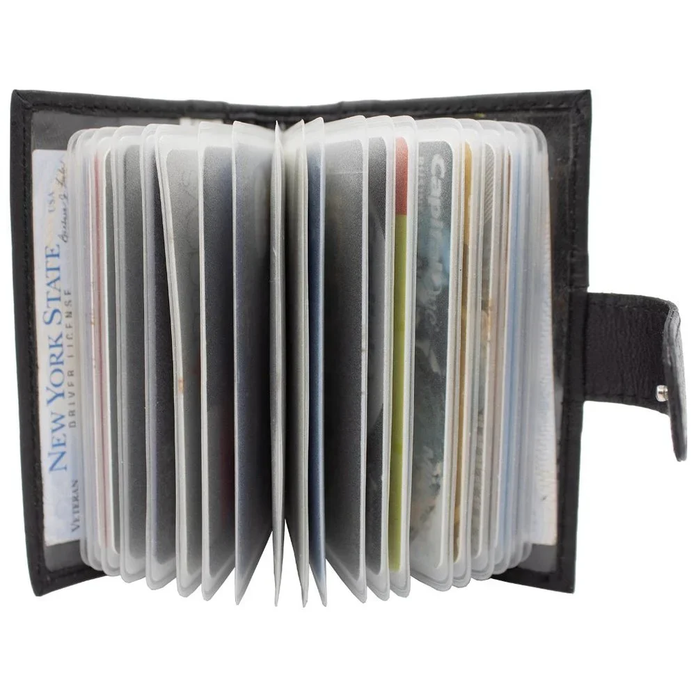 Genuine Leather Men Credit Card Holder, Black